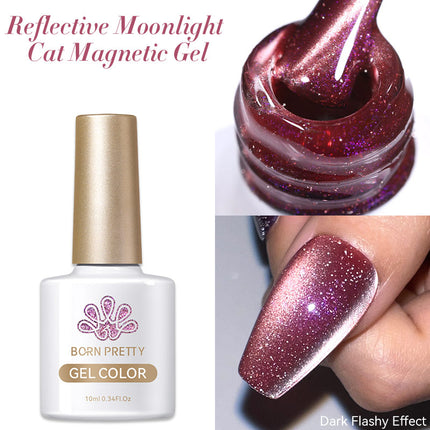 Esmalte de uñas en gel magnético con efecto gato y luz de luna reflectante de 10 ml