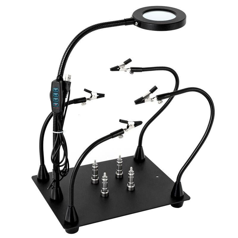 Magnetic Helping Hands Soldering Station - Precision Soldering Tool with LED Light and Magnifier