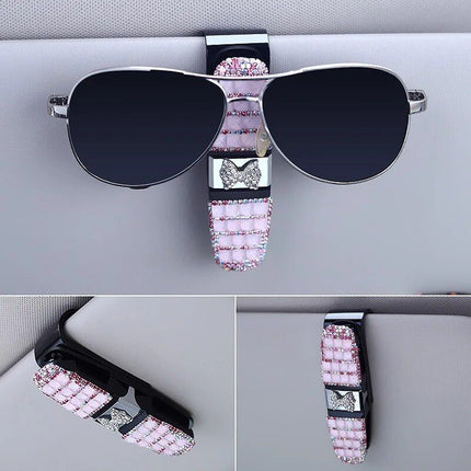 Luxurious Rhinestone Flower Car Sunglass and Accessory Holder - Wnkrs