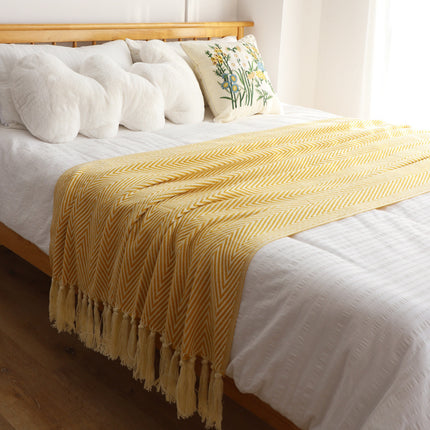 Classic Retro Herringbone Weave Sofa Blanket - Wnkrs