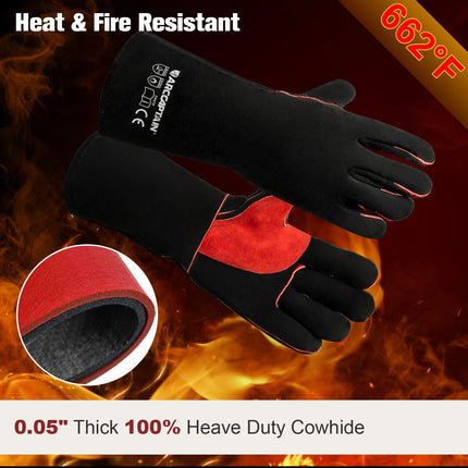 Heat & Puncture Resistant Cowhide Leather Welding Gloves - Wnkrs