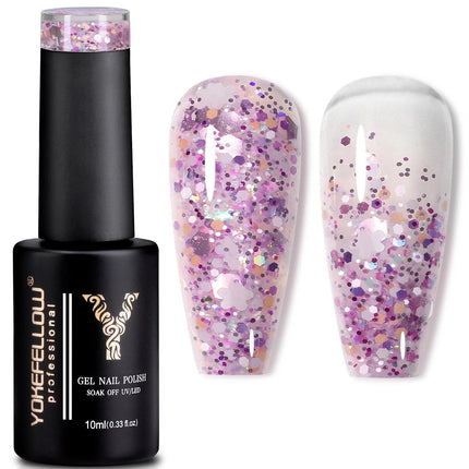 Esmalte de uñas en gel con lentejuelas brillantes