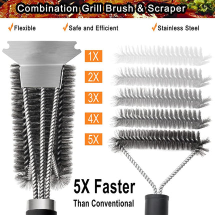 18-Inch Stainless Steel Safe Grill Brush & Scraper