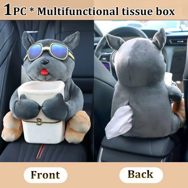 Cute Cartoon 2-in-1 Car Tissue & Trash Holder - Multi-functional Armrest Storage Accessory - Wnkrs