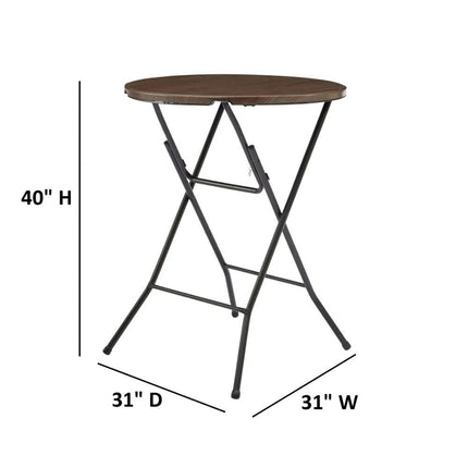 31" Round High-Top Foldable Walnut Table - Wnkrs