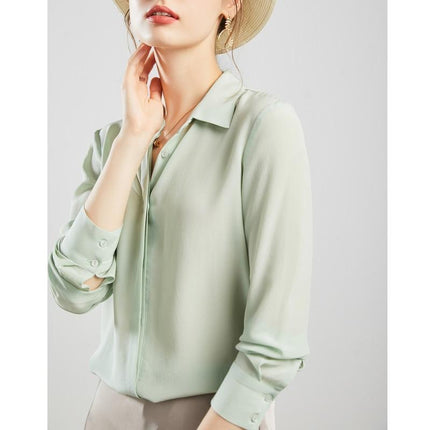 Women's Solid Color Silk Blouse - Wnkrs