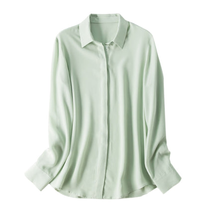 Women's Solid Color Silk Blouse - Wnkrs