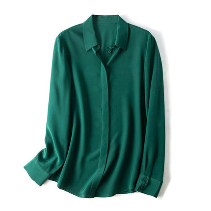 Women's Solid Color Silk Blouse - Wnkrs