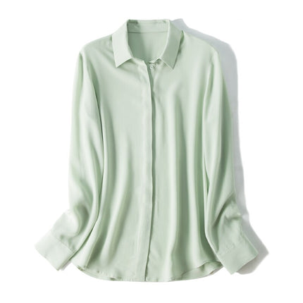 Women's Solid Color Silk Blouse - Wnkrs