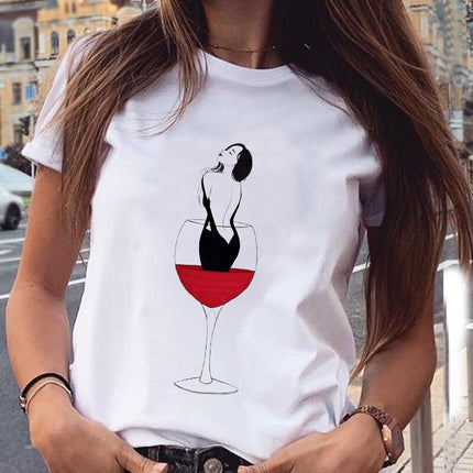 Women's T-Shirt with Wine Print