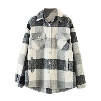 Women's Oversized Plaid Jacket - Wnkrs