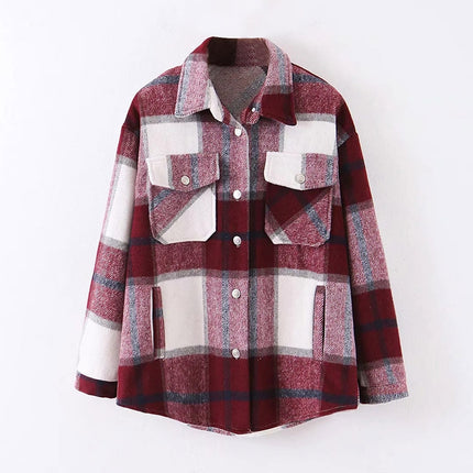 Women's Oversized Plaid Jacket - Wnkrs