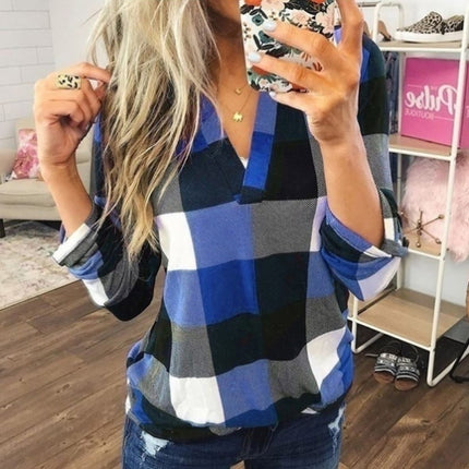 Women's Casual Plaid Patterned Blouse - Wnkrs