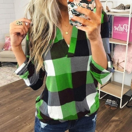 Women's Casual Plaid Patterned Blouse - Wnkrs