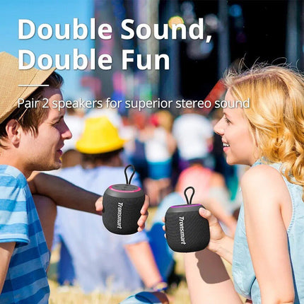 Compact Portable T7 Mini Speaker: TWS, Bluetooth 5.3, Balanced Bass, IPX7 Waterproof; Perfect for Outdoor Use - Wnkrs