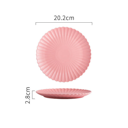 Creative Simple Solid-color Ceramic Plate Fruit Cake Plate Round Beef Steak Western Plate - Wnkrs