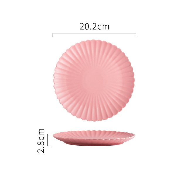 Creative Simple Solid-color Ceramic Plate Fruit Cake Plate Round Beef Steak Western Plate - Wnkrs