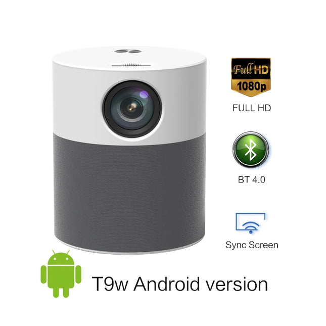 Full HD 1080P Portable Projector with Android 9.0, Bluetooth, WiFi, Keystone