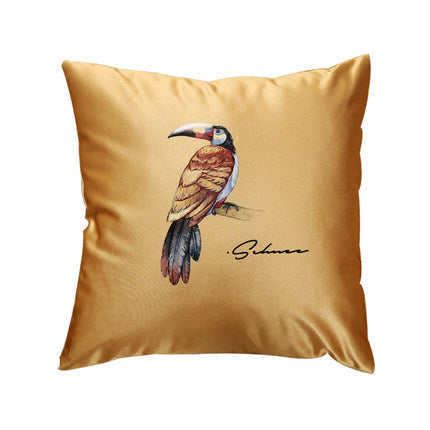 Modern rainforest bird green leaf print cushion cover - Wnkrs