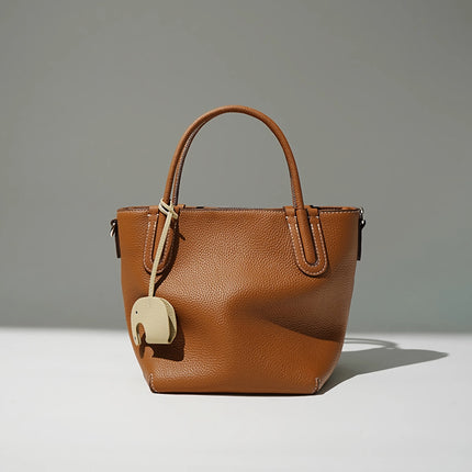 Sac seau rétro en cuir véritable pour femme – Sac à main décontracté à bandoulière et à bandoulière