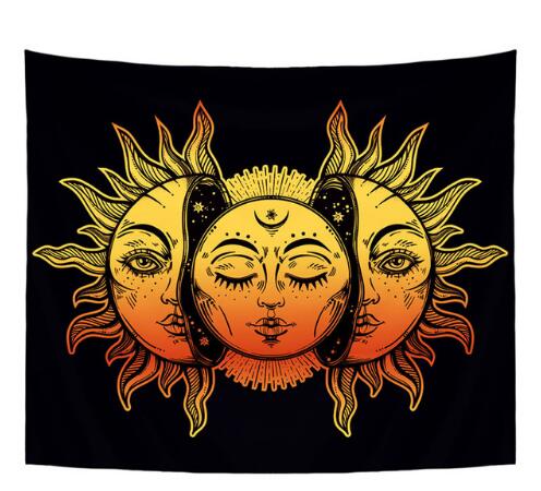 Smiry Mandala Indian Style Short Plush Tapestry Religion Sun Print Hanging Yoga Mat 148X130cm Decorative Bedroom Office - Wnkrs