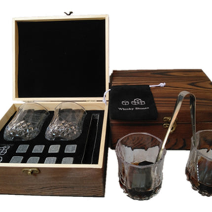 Whisky ice wine stone wooden box set - Wnkrs