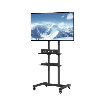 Adjustable Mobile TV Stand with Wheels & Dual Trays - Wnkrs