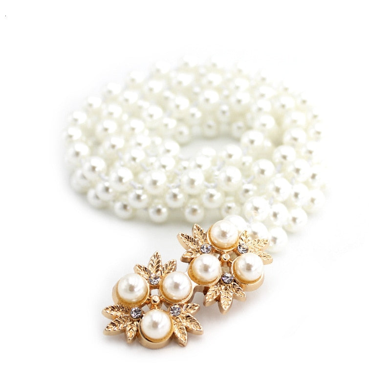 Women's Stylish Floral Belt with Pearls