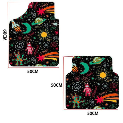 4-Piece Cartoon Pattern Car Floor Mats - Universal Fit for Cars, SUVs, & 7-Seat Commercial Vehicles - Wnkrs