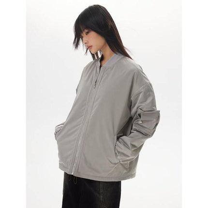 Veste plissée en coton à fermeture éclair pour femme