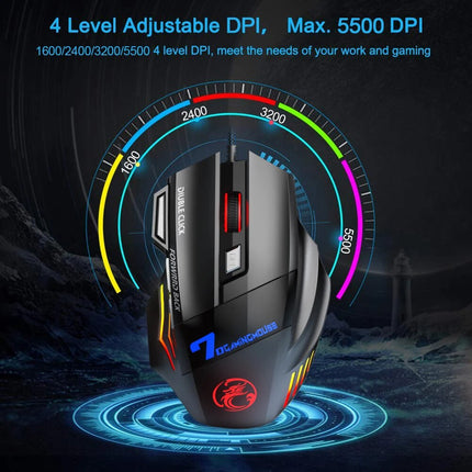 Ergonomic LED Gaming Mouse | 5500 DPI USB Wired Mouse with RGB Backlight