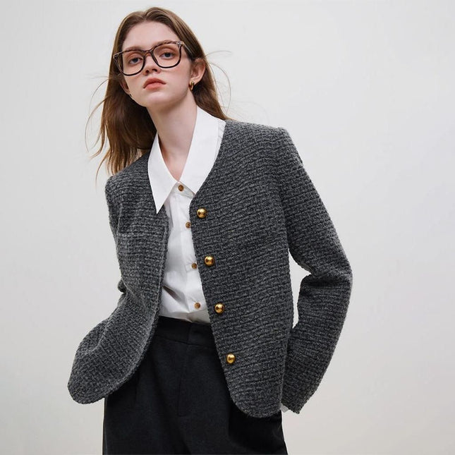 Veste d'hiver élégante en tweed de laine pour femme