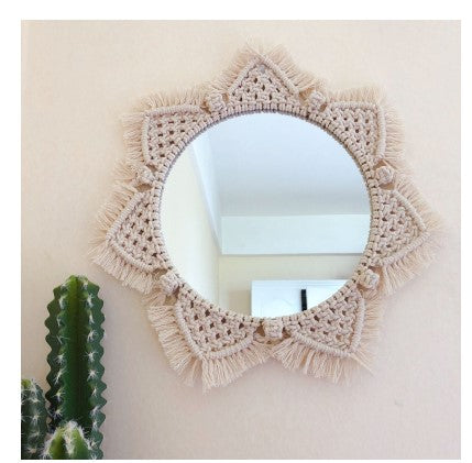 Sunflower. INS Scandinavian Girl Heart Mirror Handmade Tapestry Cosmetic Mirror Ring Home Decoration - Wnkrs