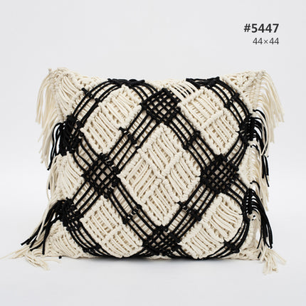 Pure Cotton Knitting Tassel Stripe Pillow - Wnkrs