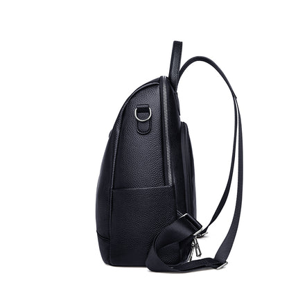 Sac à dos fourre-tout noir pour femme 100 % cuir véritable