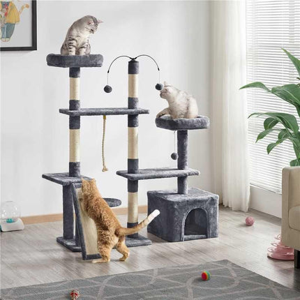 Deluxe Multilevel Plush Cat Tree with Sisal Scratching Posts - Wnkrs