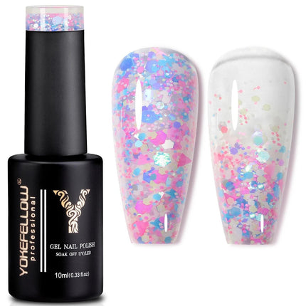 Esmalte de uñas en gel con lentejuelas brillantes