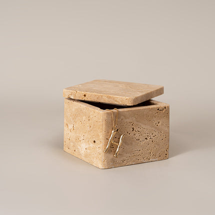 Natural Travertine Storage Box with Lid