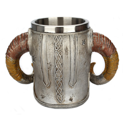 Stainless Steel Horns Helmet Skull Coffee Mug - Wnkrs