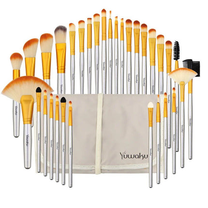 Professional Makeup Brush Set with Eco-Friendly Wooden Handles and Bag - Wnkrs