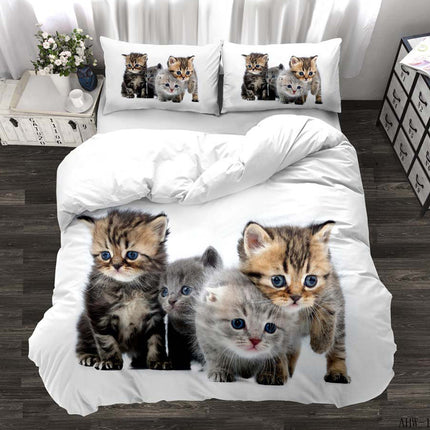 Three-piece Animal Cat and Dog Realistic Quilt Cover - Wnkrs