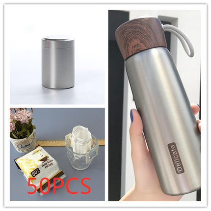 Portable Water Cup Student Creative Wood Grain Lid Handle Thermos - Wnkrs