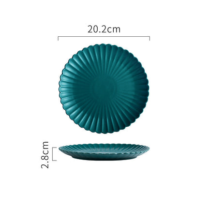 Creative Simple Solid-color Ceramic Plate Fruit Cake Plate Round Beef Steak Western Plate - Wnkrs