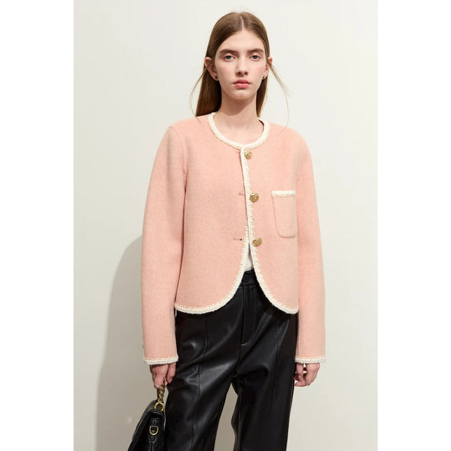 Abrigo minimalista de lana para otoño para mujer