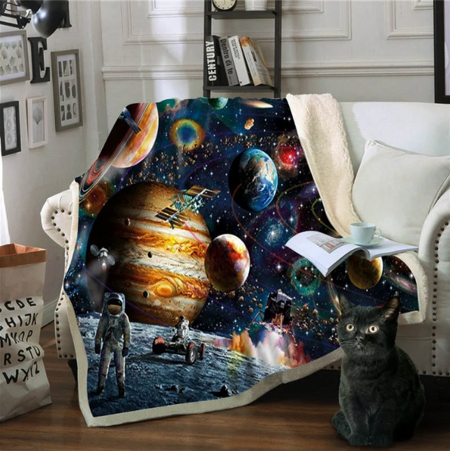 BeddingOutlet Sloth Blankets For Bed Cartoon Animal Plush Blanket Planet Star Bedding Universe Outer Space Sherpa Fleece Blanket - Wnkrs