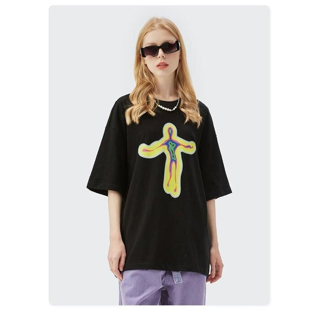 Camiseta estampada de hip hop de gran tamaño
