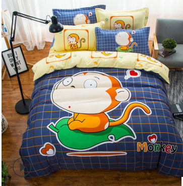 Cotton cartoon active thickening sanding four-piece cotton wedding gift linen quilt cover bedding - Wnkrs