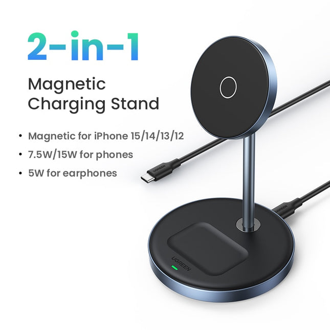 Magnetic 20W 2-in-1 Wireless Charger Stand for iPhone & AirPods