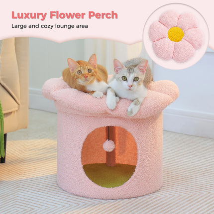 Cama de lujo para gatos de dos pisos con posadero para flores