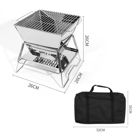 Compact Stainless Steel Portable Folding BBQ & Grill - Ideal for Camping and Outdoor Cooking - Wnkrs